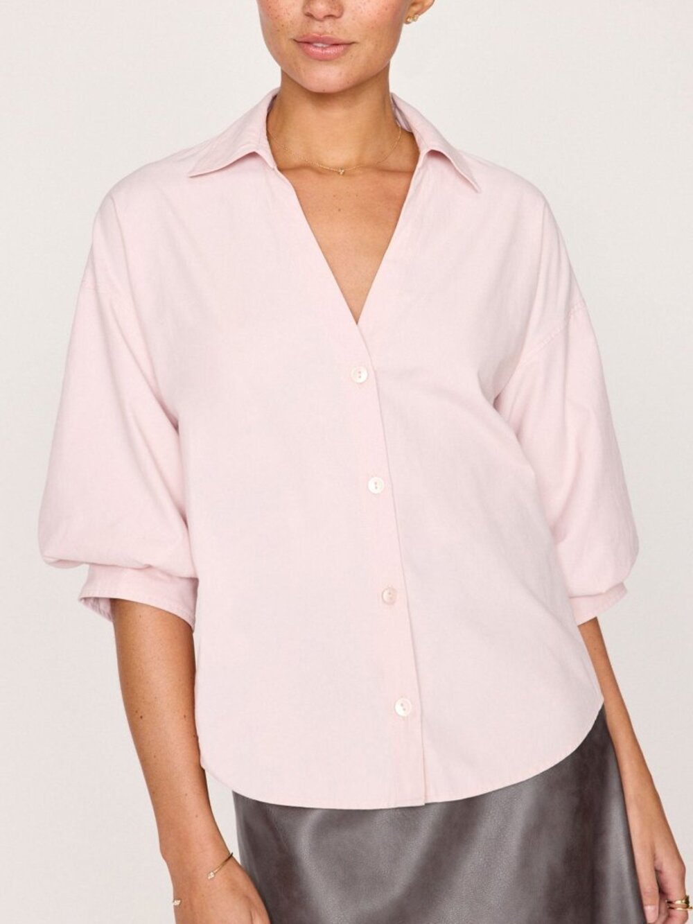 Brochu Walker Blush Pink Blouson Sleeve Shirt Blouse - M